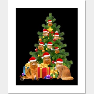 Somali Cat Christmas Tree T-Shirt Posters and Art